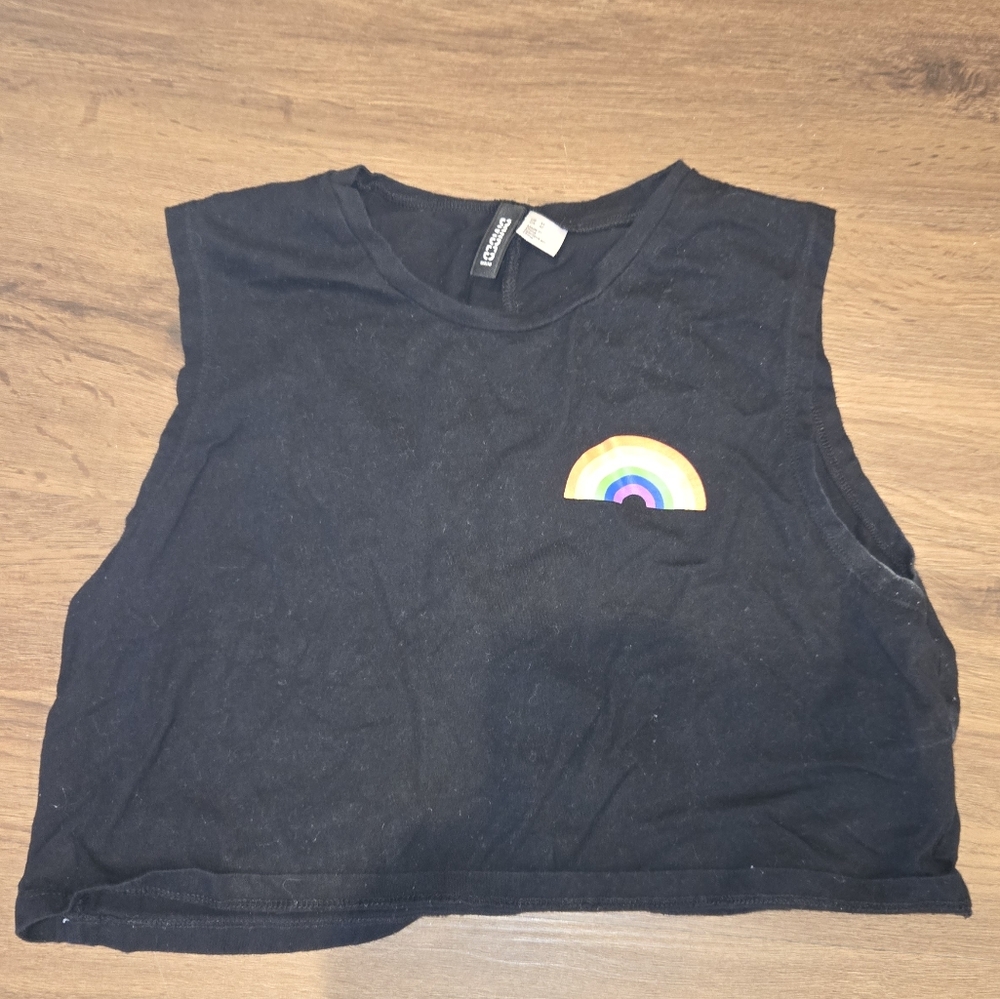 H&M Black Tank Top with Rainbow Detail